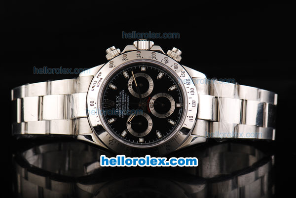 Rolex Daytona Swiss ETA 7750 Automatic Movement Full Steel with Black Dial - Click Image to Close